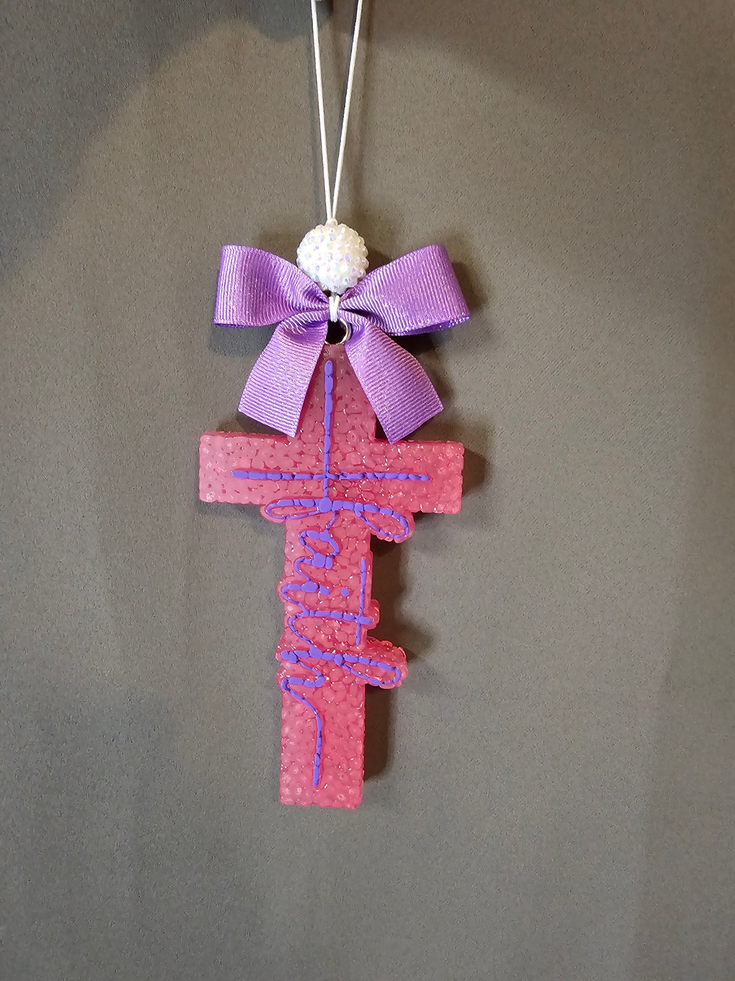 Faith Cross Hanging Freshie Scent: Roses