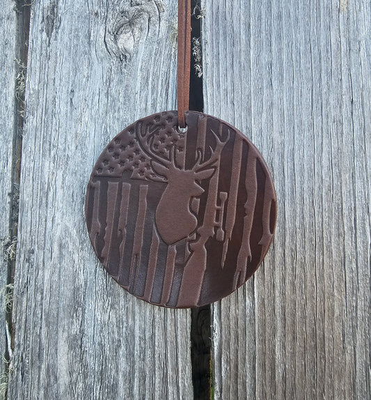 Hunter Deer/Rifle Leather Air Freshener