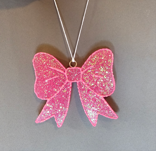 Glittery Pink Bow Hanging Freshie