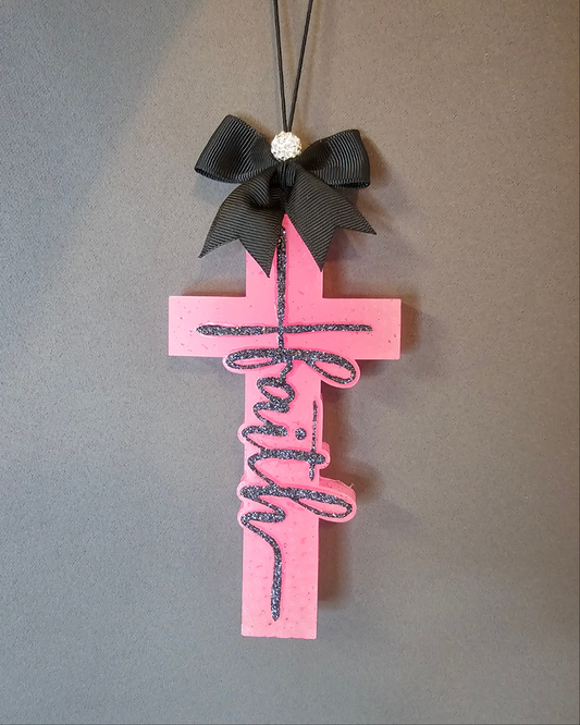Faith Cross Pink Hanging Air Freshener