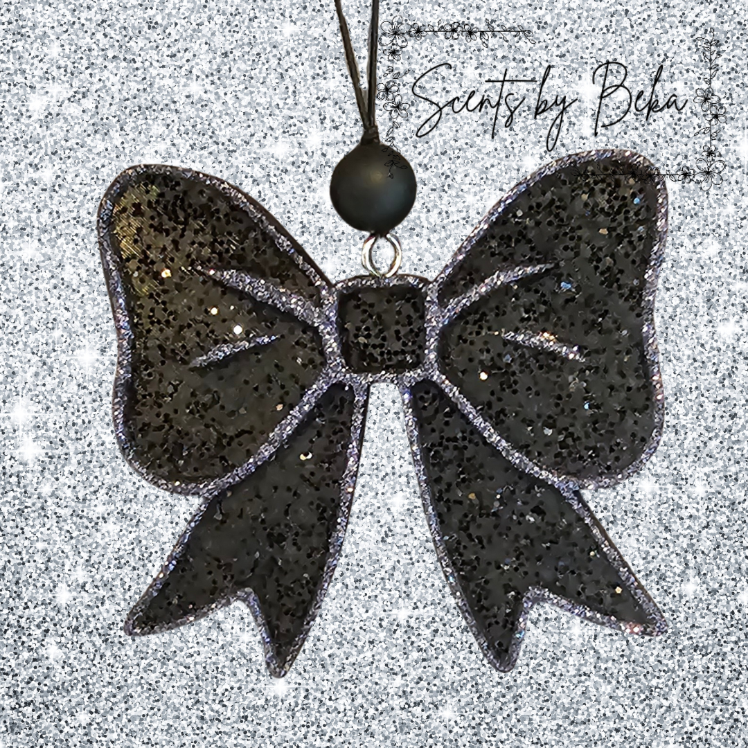 Black Glittery Bow Freshie